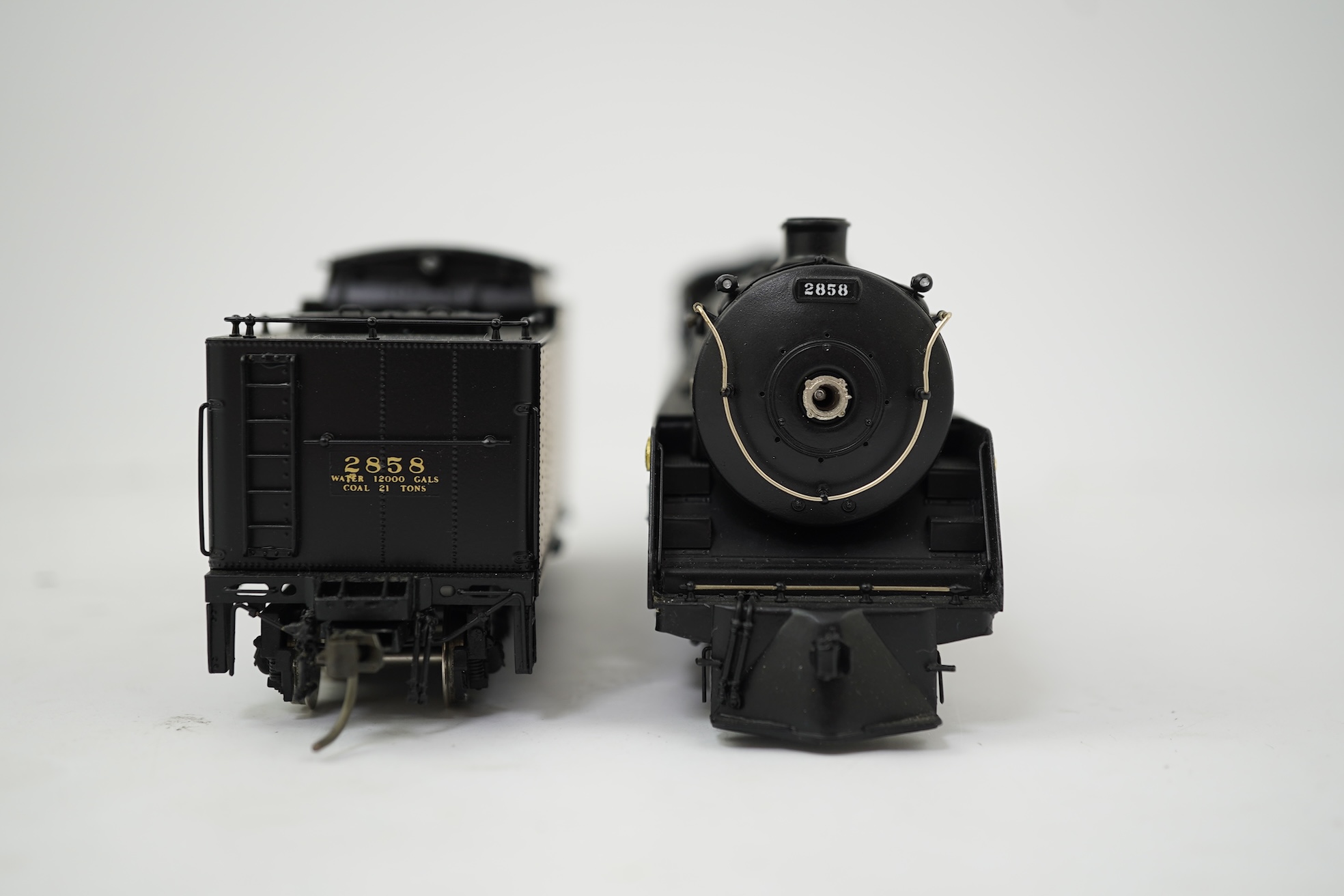 A boxed HO gauge VH Scale Models model of Canadian Pacific Railway Royal Hudson H-1d, 2858, 4-6-4 locomotive with bogie tender, powered for two rail operation.